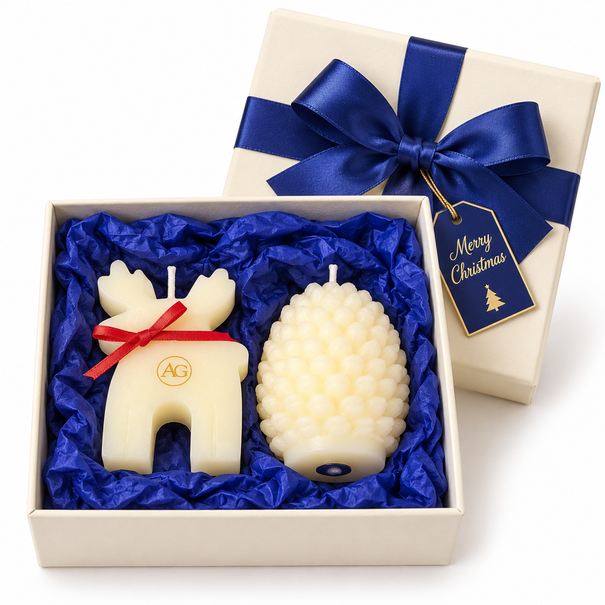 Handmade Christmas Candle Gift Set Reindeer & Pinecone Candles Axenoff Group