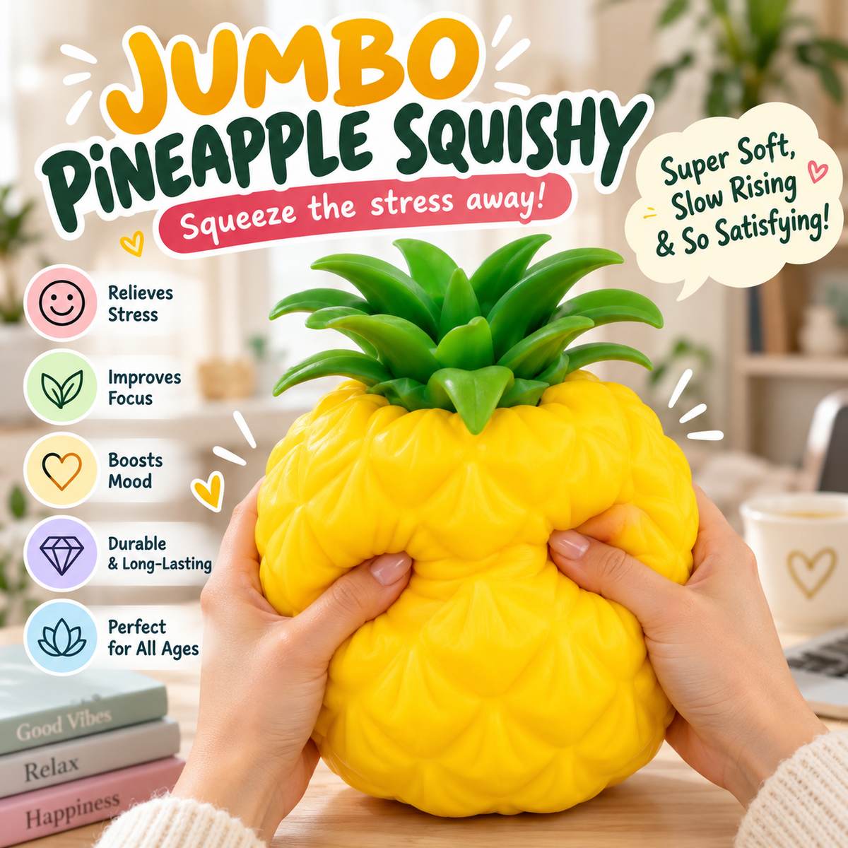 Squishy Stress Relief Toy, Classic Novelty Toy for Kids, Pineapple Squishy Toy