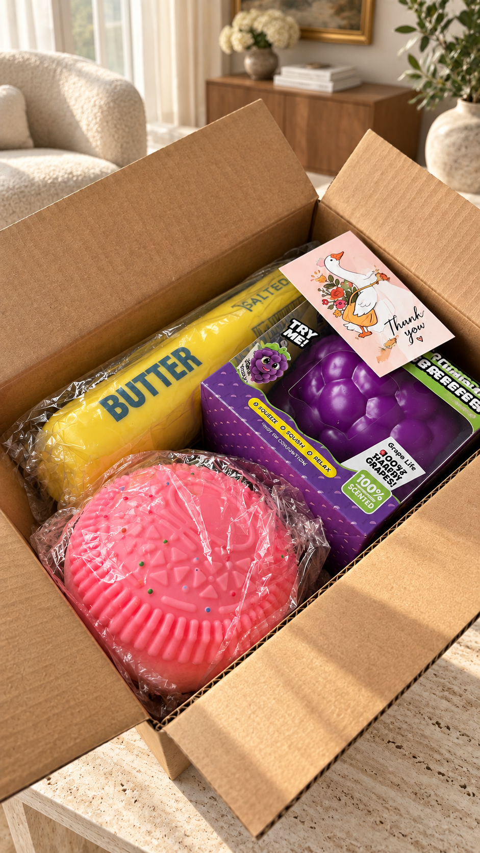 4-Piece Squishy Toy, stress Relief Toy, Large Squishy -Viral Stress Ball Toy for Kids & Adults, Sensory Fidget Toy